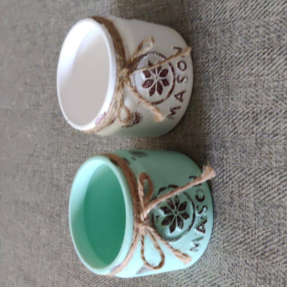 2 Ceramic Mason Jars